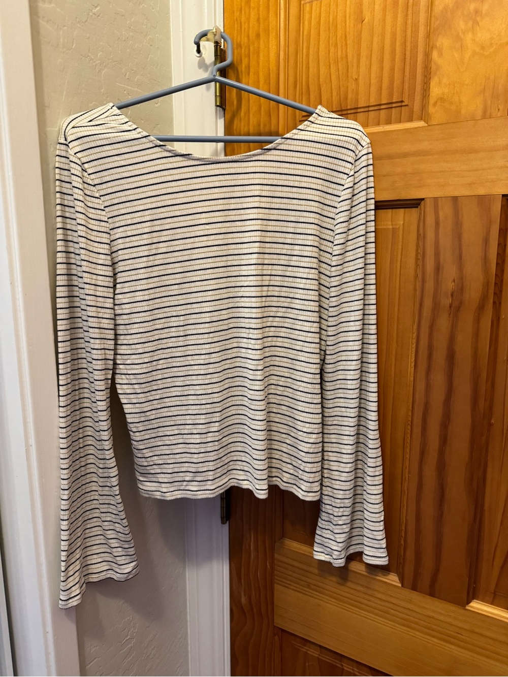 Boden Cream and Navy Striped Long-Sleeve Top